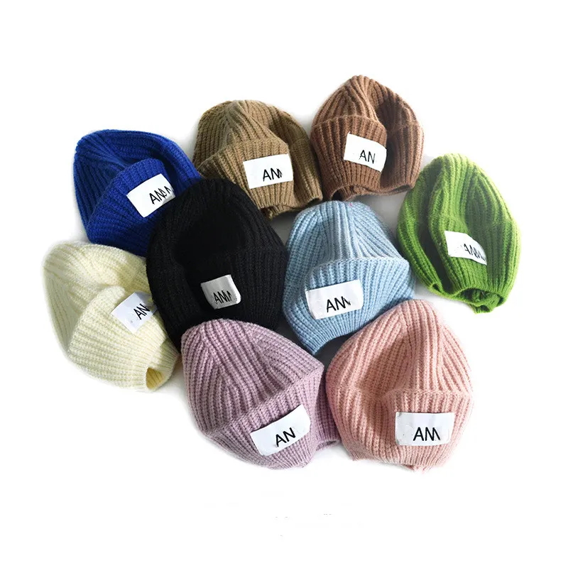 Sweet Alphabet Beret Solid Color Literary Women's Woolen Hat Knitted hat fashion