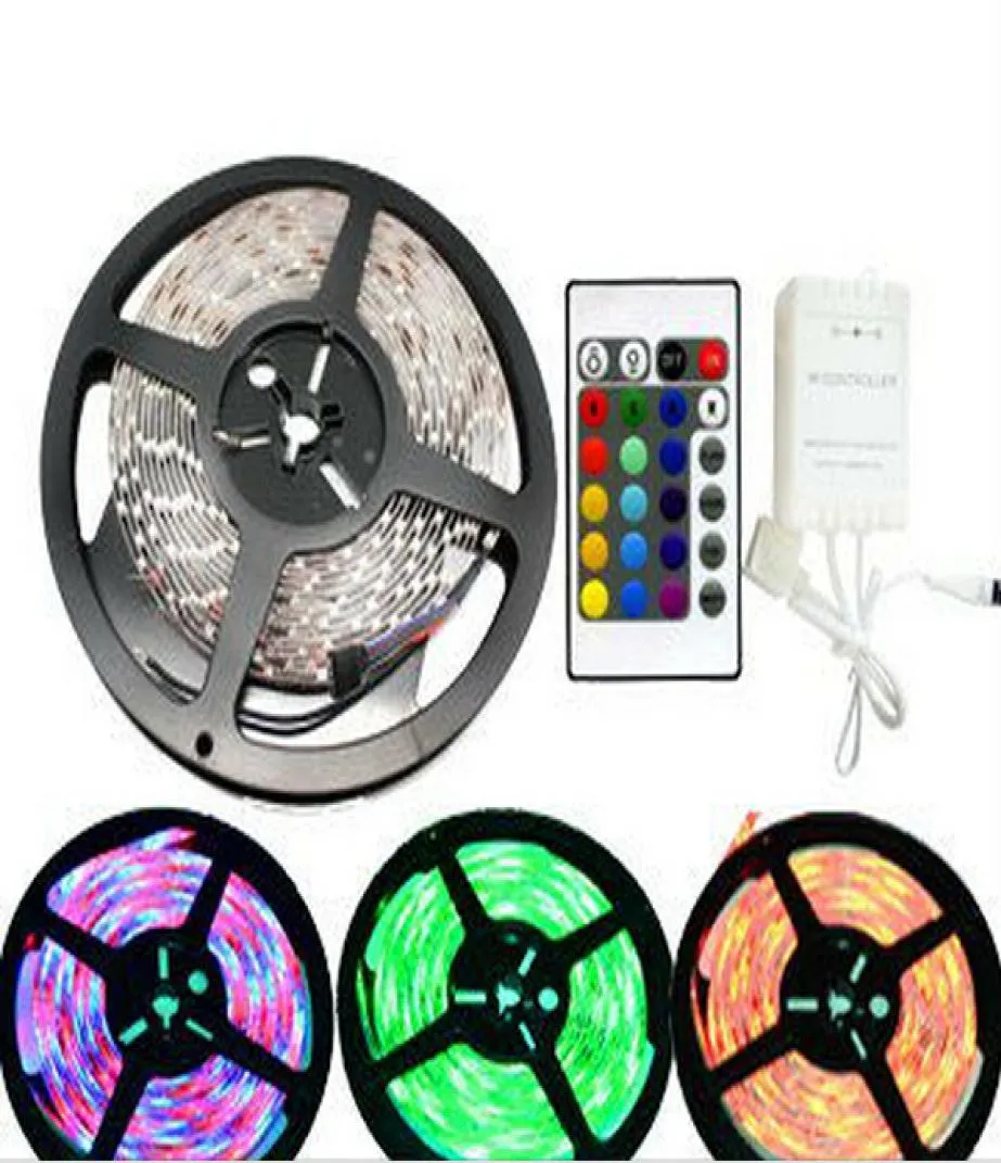 3528 SMD RGB LED Strip Light 5M 300 LEDS LIDS LIGHTING LIGHTING BLUB TAPE غير مقاوم للماء 60LEDSM تغذية 12 فولت مع 24 مفتاح التحكم عن بُعد 4211468