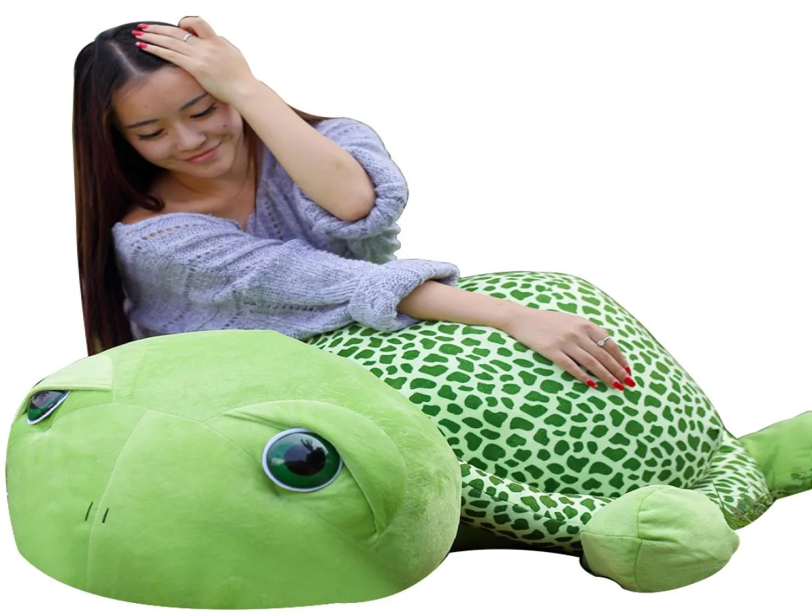 Dorimytrader Grote, mooie dierenschildpad knuffel gigantische groene schildpad pluche pop kussen kerst babycadeau 47 inch 120 cm DY613368192283