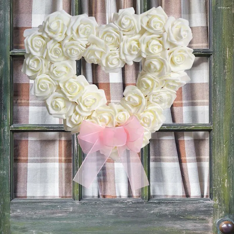 Decorative Flowers Flower Wreath Heart Garland For Valentines Day Door Hanging Wedding Party Scene Decoration Ornament