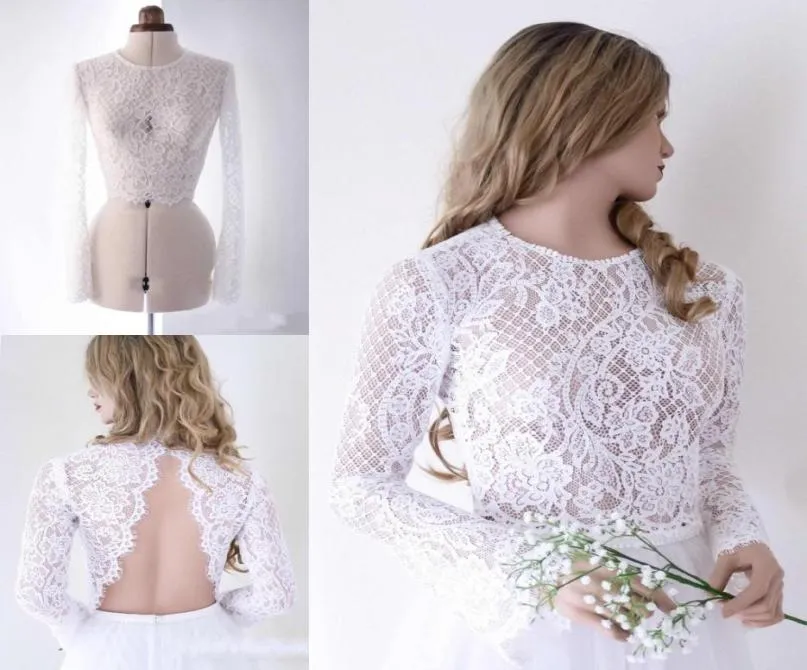 Vestes de mariée en dentelle complète, personnalisées, manches longues, enveloppes, dos nu, Capes appliquées, accessoires pour robe de mariée, printemps 2019, 7325235