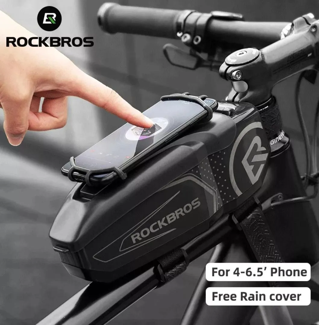 Rockbros saco de bicicleta à prova de chuva para 465quotfront phone bags especial pc casca dura com capa de chuva motocicleta ciclismo accessor6875838