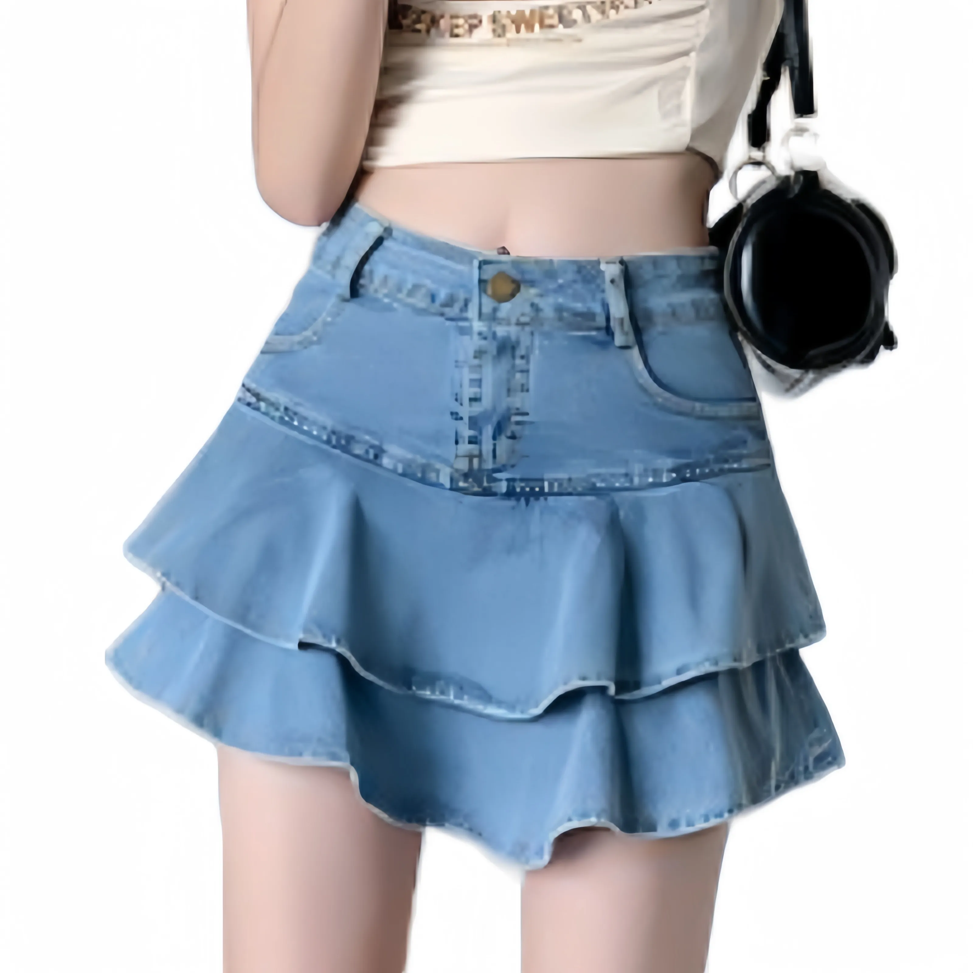 Jeans kvinnor klänning vintage denim mini kjolar kvinnor sommar sexig fast färg boll klänning kjolar jeans kvinnlig ficka smal en linje mini cosplay sexig anime kjol