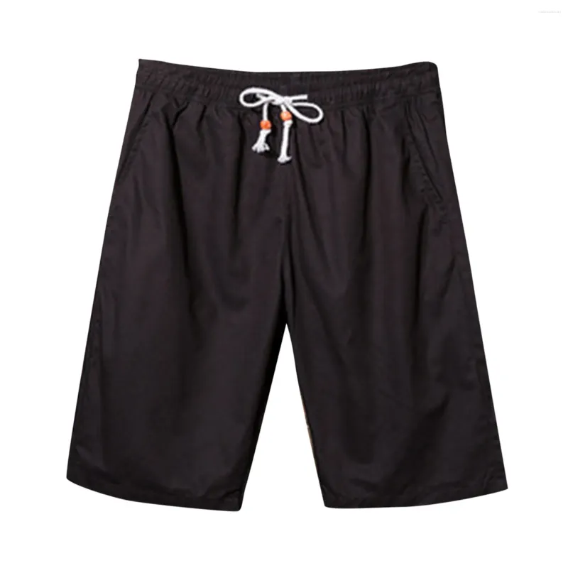 Shorts pour hommes Classique Couleur Unie Natation Hommes Cordon Double Poche Planche Hawaïenne Culotte Genou Troncs Pantalones Cortos