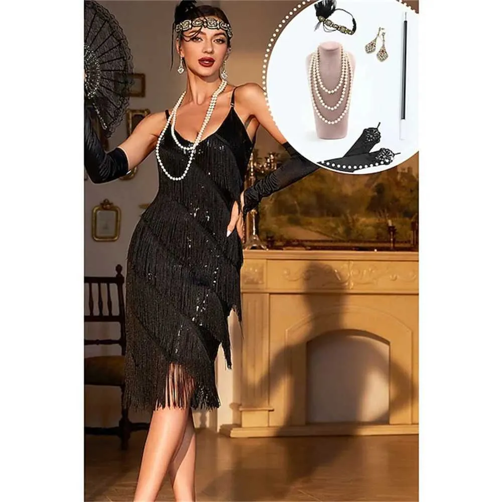 Womens Knee-Length Cotton Blend 1920s Flapper Dress with V-Neck, Short Sleeve, Beading, Tassel Fringe, and Zipper Closure from Dhgate Basic & Casual Dresses - price 64.32 Womens Knee-Length Cotton Blend 1920s Flapper Dress with V-Neck, Short Sleeve, Beading, Tassel Fringe, and Zipper Closure from Dhgate Basic & Casual Dresses - price 64.32