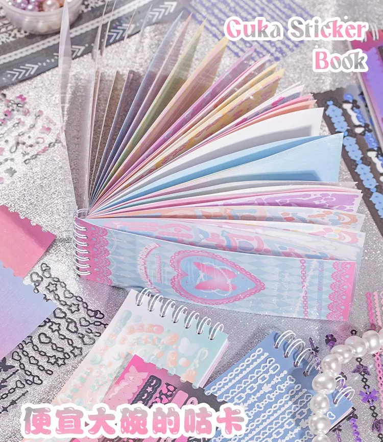 DHgate.com:Kawaii Sticker Book: 30 Sheets Laser Love Hearts