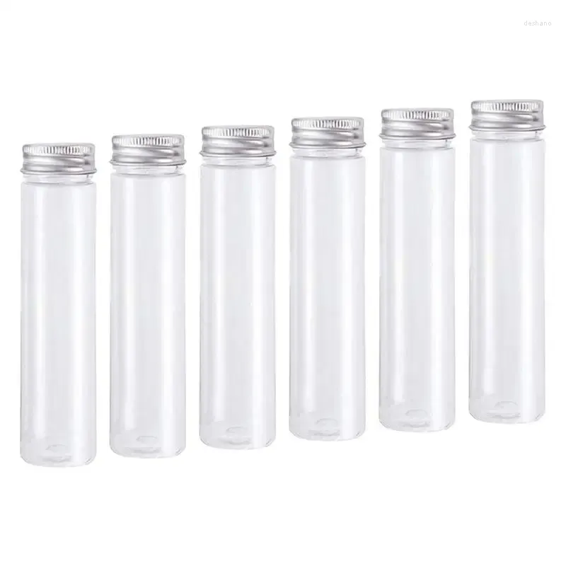 Storage Bottles 6pcs/12pcs 110ml Transparent Flat Test Tubes With Lids Plastic Laboratory Lotion Cream Spice Containers