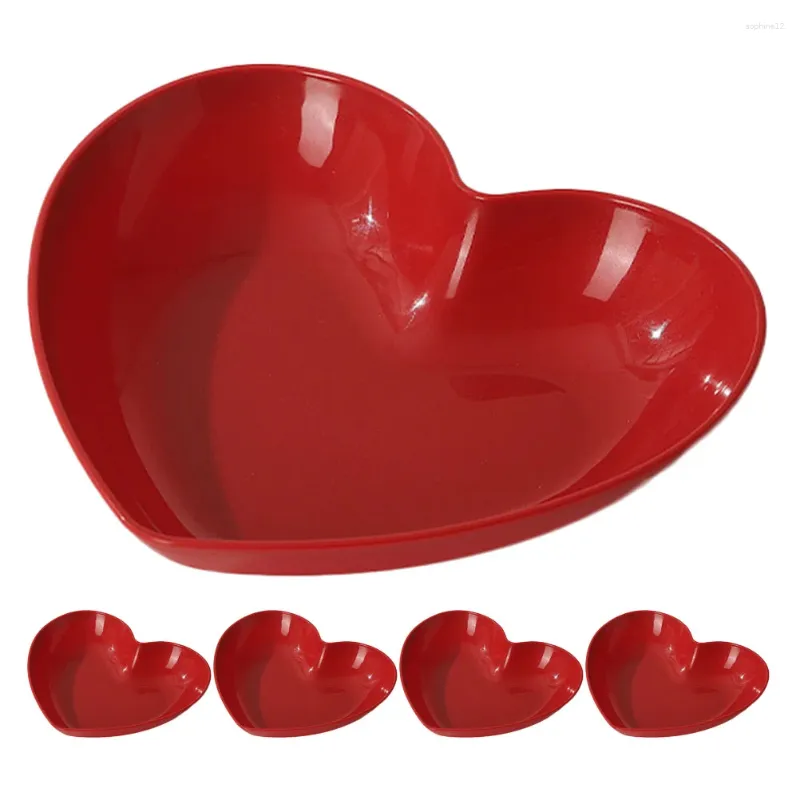 Sin sets 5 pc's Trade Hartvormige bord Serveer TrplateAy Platter Feestelijk Red Wedding Househ Ook de multifunctionele schotel