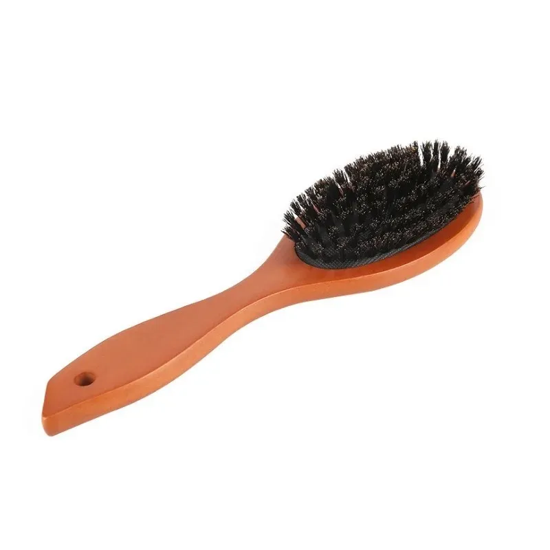 Natural Boar Brestle Hairbrush Massage Comb Antistatiska hårbotten Paddelborste Bestrika Trähandtag Hårborste kamkam Styling Toolmassage Comb Anti-statiskt hår