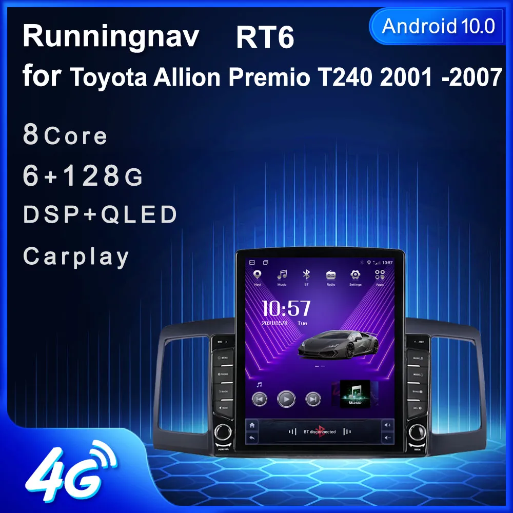 9,7-дюймовый новый Android для Toyota Allion Premio T240 2001-2007 Tesla Type Автомобильный DVD-радио Мультимедийный видеоплеер Навигация GPS RDS Без DVD CarPlay Android Auto