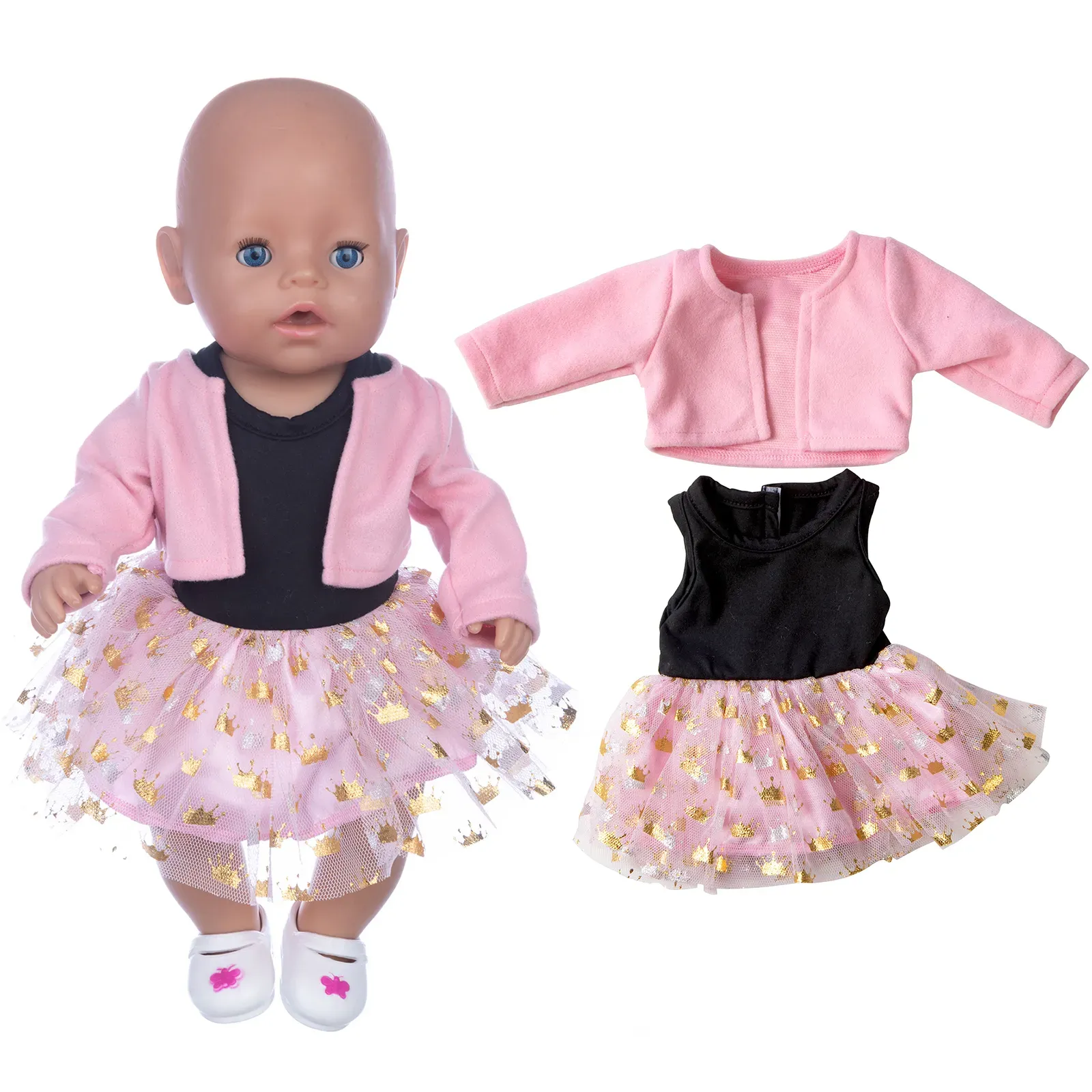 18 Inch Doll Clothes: Winter Coat Pink Skirt Outfit For Reborn