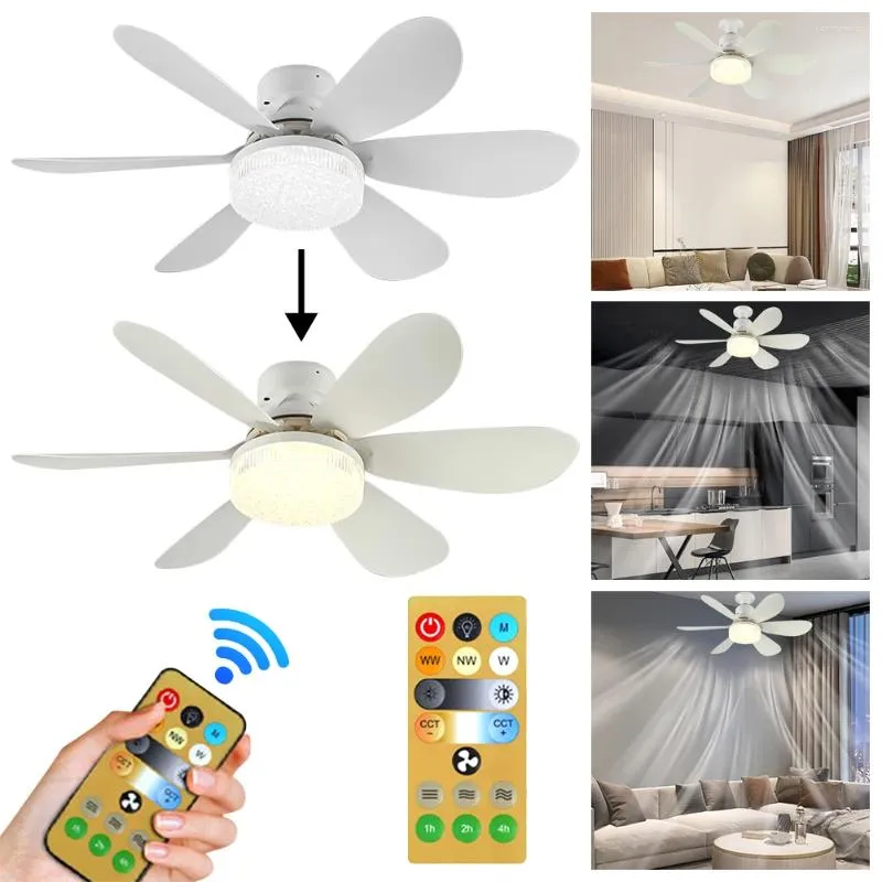 Plafondverlichting 2 in 1 elektrische ventilator met afstandsbediening Fans LED 6 bladen dimbaar licht voor slaapkamer woonkamer