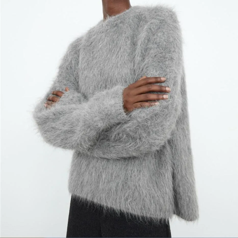 Pull Toteme en laine à col rond pour femme, ample, ample, Silhouette ample, 2024