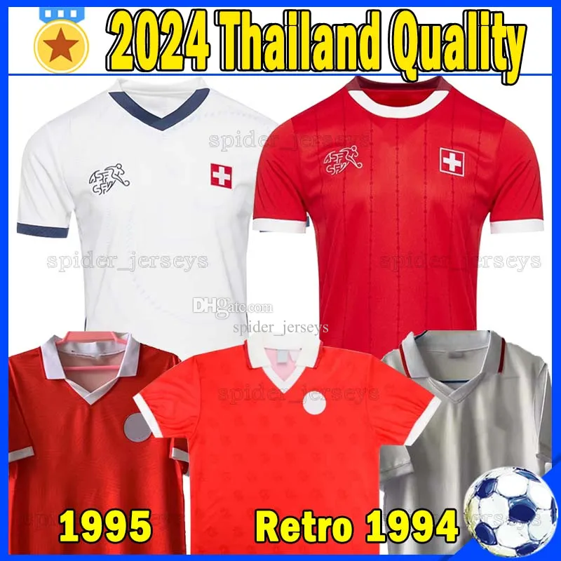 24 25 World Cup Switzerland Soccer Jerseys retro 94 95 Xhaha Zakaria Akanji Elvedi Rodriguez Maillots de football Uniforms national team Fans Player version shirt