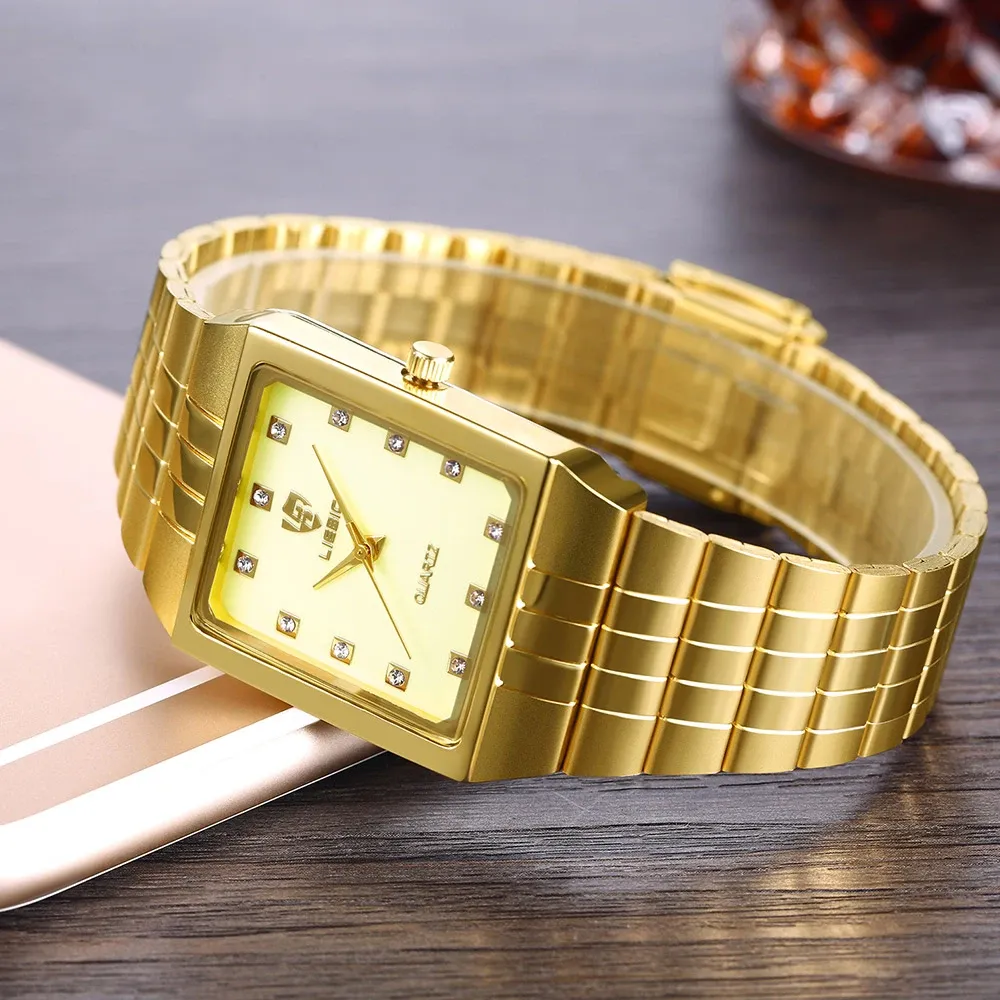 Golden Quartz Watch Men Women Luxury Watches Relogio Masculino Luxury Gold Bracelet Wrist Watches Steel Female Male Clock 8808 From 18 04 DHgate