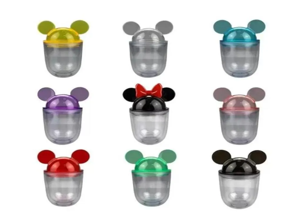 9 Colors 12oz Acrylic Mouse Ear Tumblers with Straw Clear Plastic Dome Lid Tumbler for Kids Children Parties Double Walled Cute C9942362