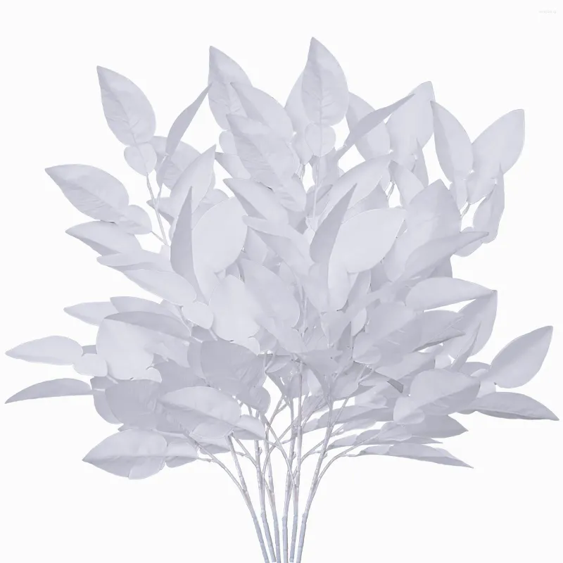 장식용 꽃 6pcs 인공 실크 천 철사 철사 잎 잎 가짜 꽃 내부 피토리 소품 홈룸 장식