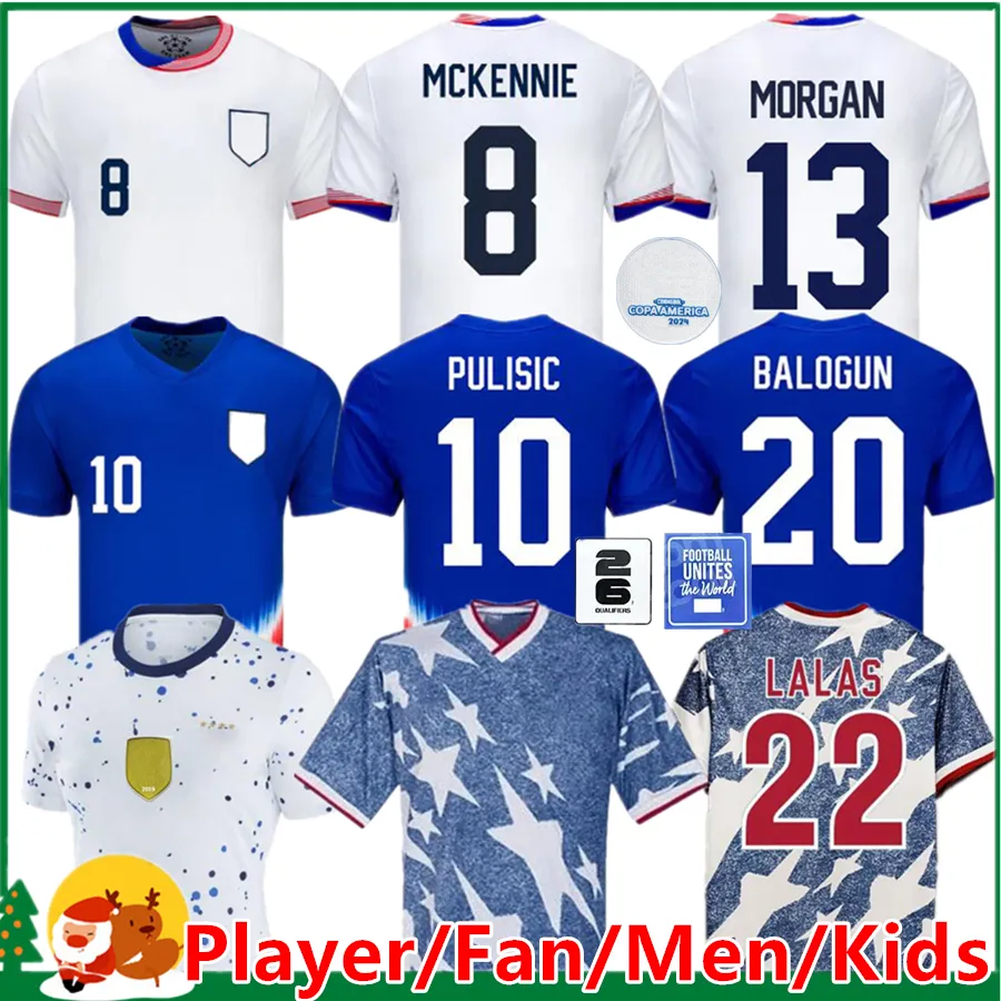 2023 2024 Stany Zjednoczone Pulisic Soccer Koszulki McKennie Reyna McKennie Weah Swanson USASas Morgan Rapinoe 1994 Mężczyzn Kobiet Kit Kit Football Shirt