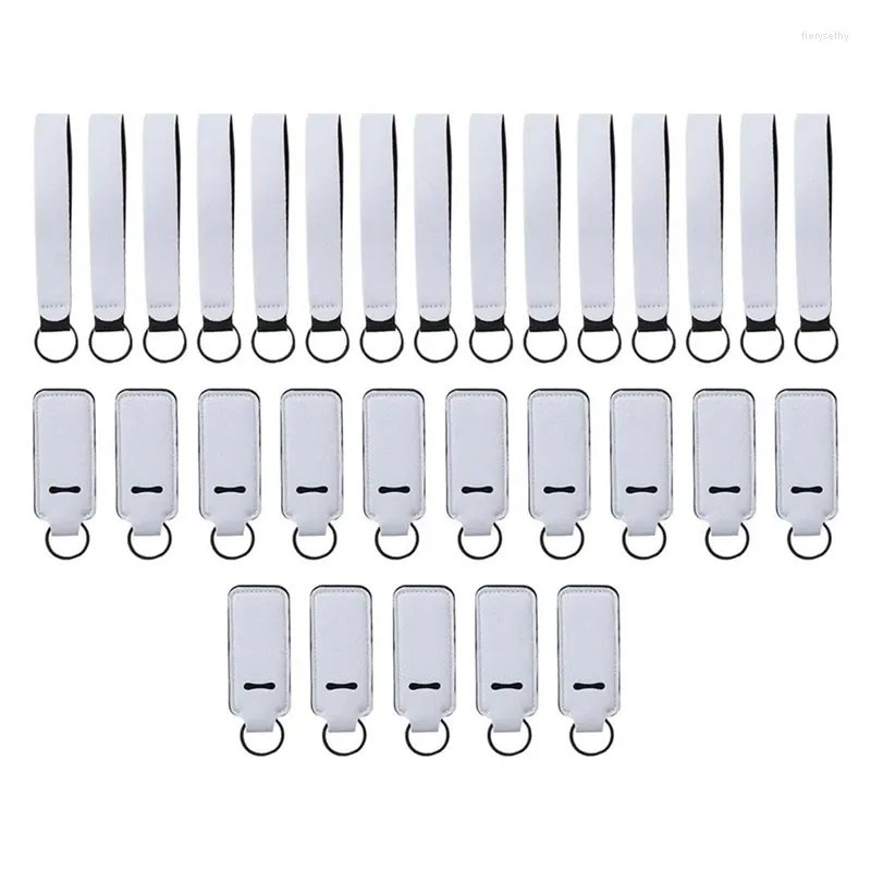 Keychains 30 st sublimering av läppstifthållare Blanks Arm Keychain Lanyard Set White Neoprene för DIY Crafts