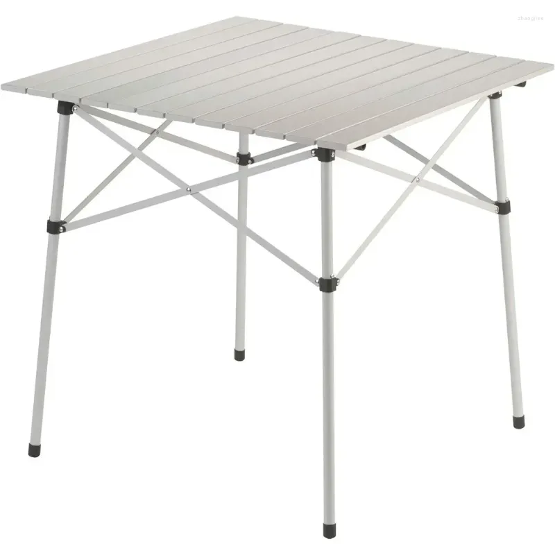 Meubles de camping Table de camping en plein air pliable en aluminium robuste avec conception à clipser comprenant 4 sièges et un sac fourre-tout