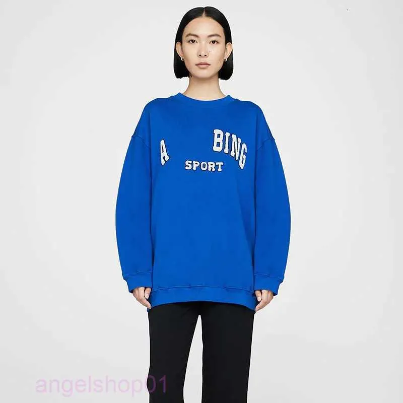Kadınlar Bing Tasarımcı Sweatshirts AB Elle Çalışmış İşlemeli Mektup Nakış Gevşek Hoodies Polar Yuvarlak Boyun Sweater