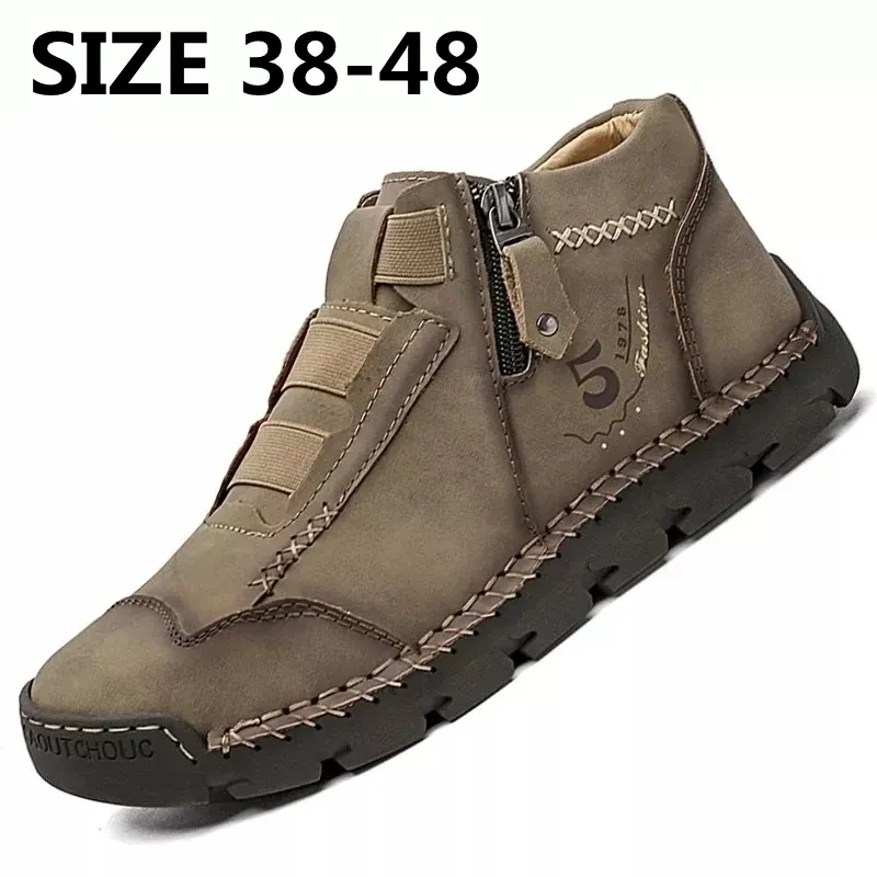 Shoes Men's Ankle Boots Handmade Leather Men's Western Boots Classic Fashion Men's Motorcycle Boots Outdoor Men's Work Shoes