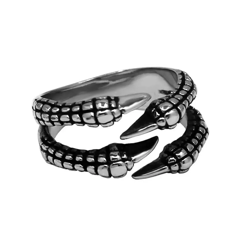 Anelli a fascia Punk Eagle Claw Anello Gioielli in acciaio inossidabile Moda Animal Biker Anello da uomo Anello gotico da uomo All'ingrosso SWR1053 Q240402