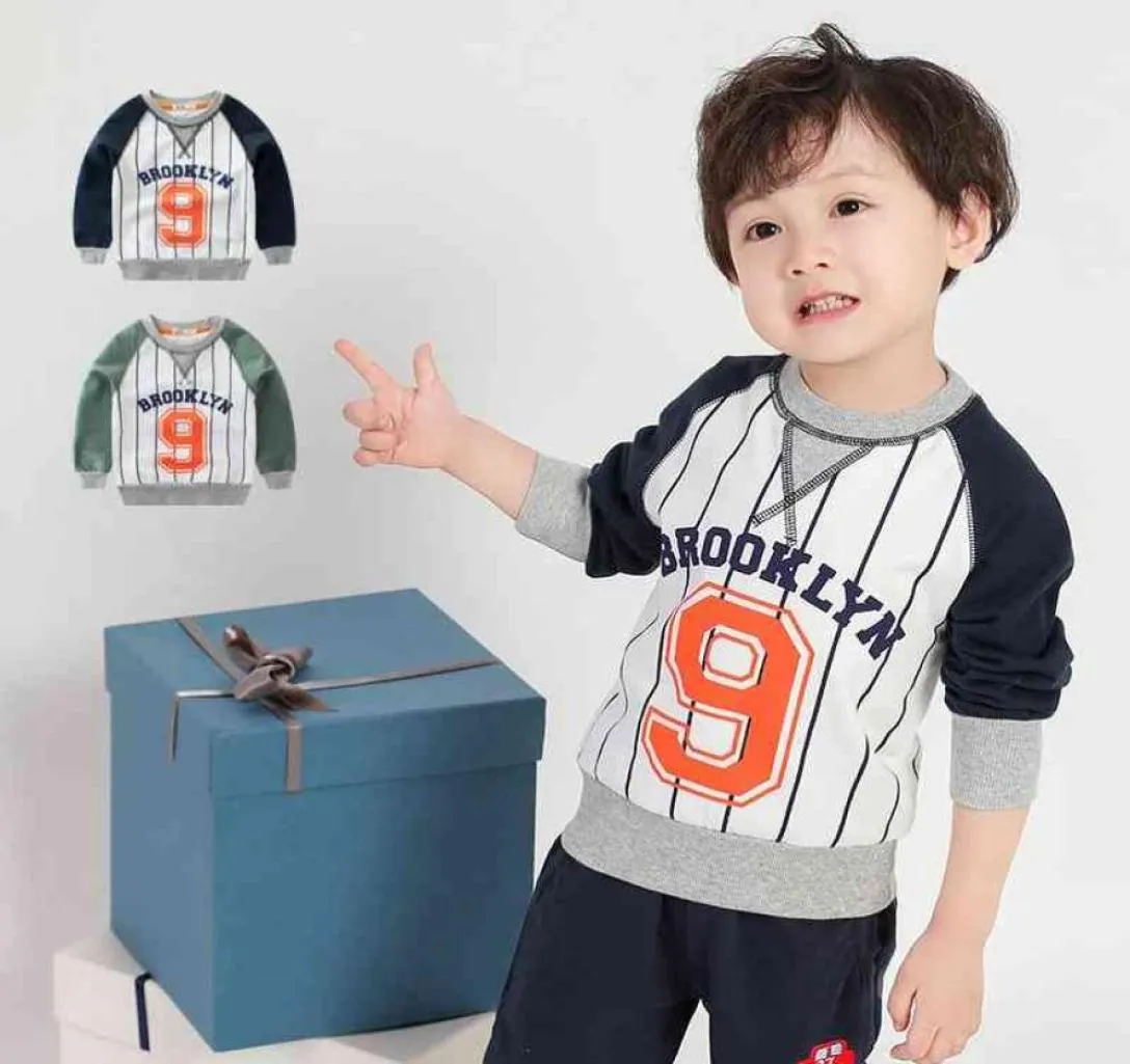 Vêtements pour enfants garçon t-shirt en coton décontracté printemps garçons t-shirt Patchwork lettres rayé à manches longues enfants garçons hauts sweat 21078958320