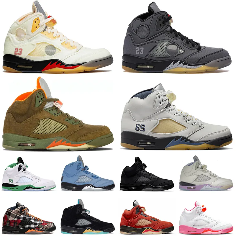 Nike Air Jordan Retro 5 OFF White 5s Raging Bull Jordans Jumpman Aj Black Muslin What The 남성 여성 농구화      트레이너 스포츠 스니커즈   신발