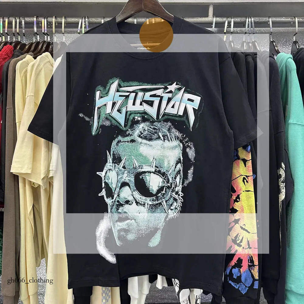 Moda Hellstar Gömlek Erkek Rappe Top High American Tide Marka Eğlenceli Komik Çizgi Çizgi Mektubu Baskı Gevşek Tüm Yuvarlak Yakalı Kısa Kno Tişört Tee Tide 268