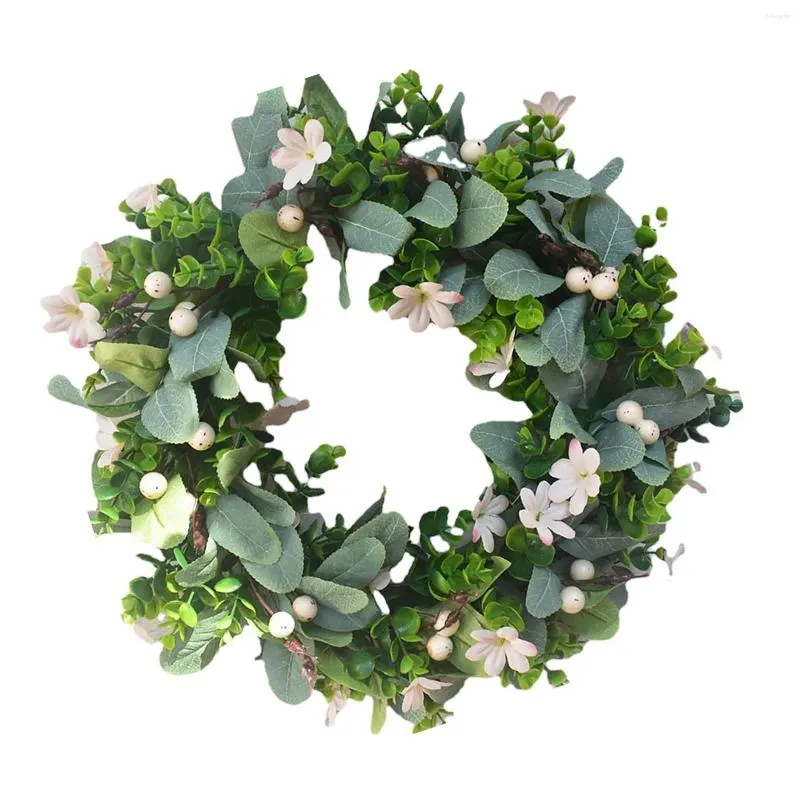 Decoratieve bloemen 16,5" groene krans Garland handgemaakte kunstmatige paaskransen voor Festival Celebration Party veranda lente hangende Decor