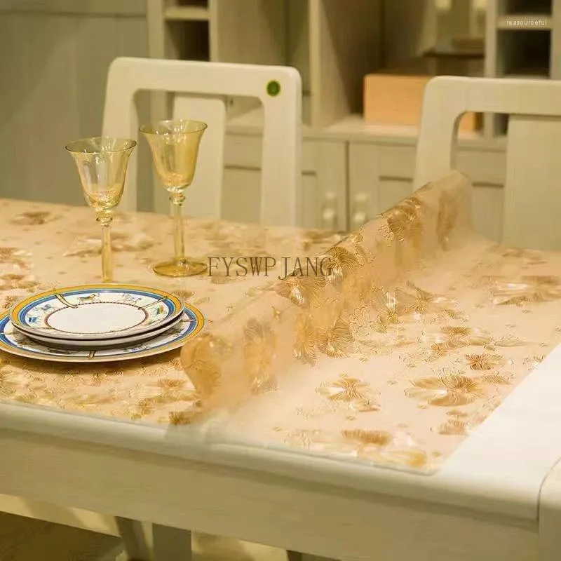 Toalha de mesa em PVC macio, toalha de mesa à prova d'água para jantar, café, cabeceira, proteção para festa de casamento