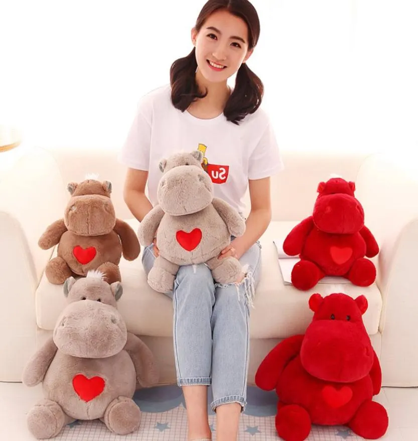 Kawaii Soft Love Heart Hippo Plush Doll Big Stuffed Cartoon Hippos Baby Toy Doll for Children Gift Decoration 20inch 50cm DY506175301243