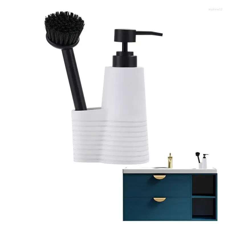 Liquid Soap Dispenser Bathroom Sink Bottle Brush And Holder Cleaning Rack Kitchen Gadget