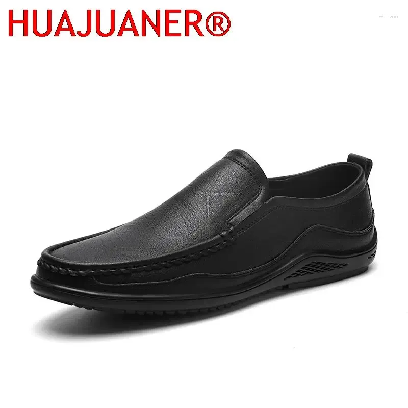 Chaussures décontractées Vintage hommes mocassins en cuir conduite hommes sans lacet noir affaires appartements mâle confortable chaussure mocassins