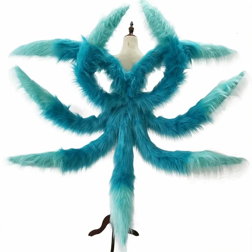 Anime LOL Geest Blossom Ahri Cosplay Staarten Vrouwen Sexy Blauwe Vos Ahri Negen Tailed Halloween Prop Accessoires Cosplay Kostuum 240315