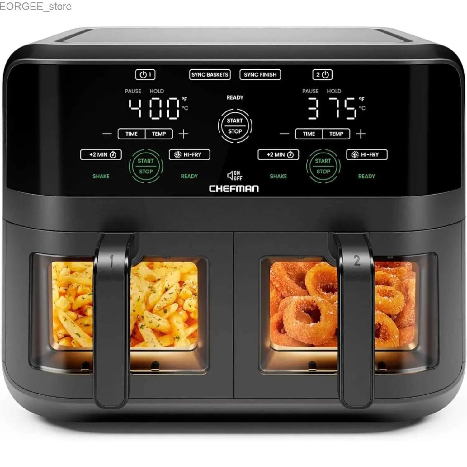 Fryers d'air 6 Qt Dual Basket Air Fryer Four avec View Windows2 Indépendance 3QT Vers de vaisselle antiadhésive Paniers de friture en toute sécurité - Black Y240402