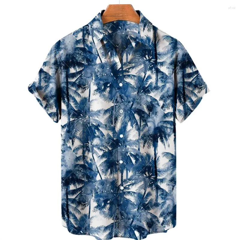 Camisas casuais masculinas havaianas 3d pintura a óleo impressão geométrica manga curta topo para roupas da moda verão praia férias camisa