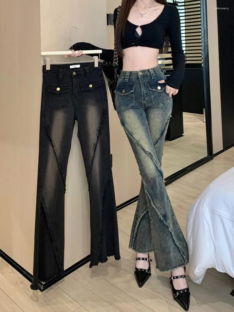 Dżinsy damskie Y2K American Retro gradient dżinsowe spodnie dżinsu