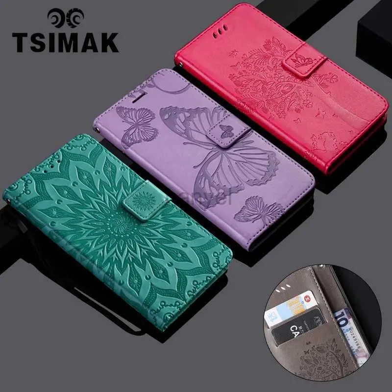 Mobiltelefonfodral Tsimak Wallet Case för iPhone 12 Pro 11 X Xs Max Mini XR Flip Pu Leather Cover Book Stand Capa Coque 2442