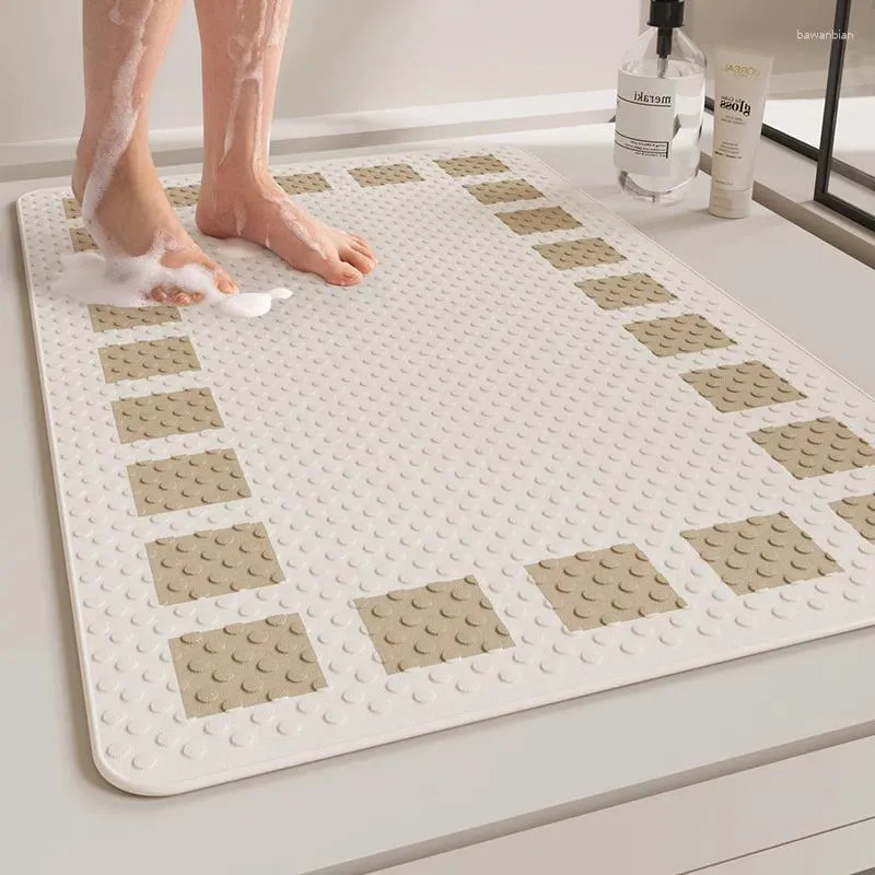 Badmattor Plaid Anti-Slip Bathmat Badrum Anti Fallgolvmatta med sugskopp toalett dusch rum säkerhet vattentäta fötter matta fast