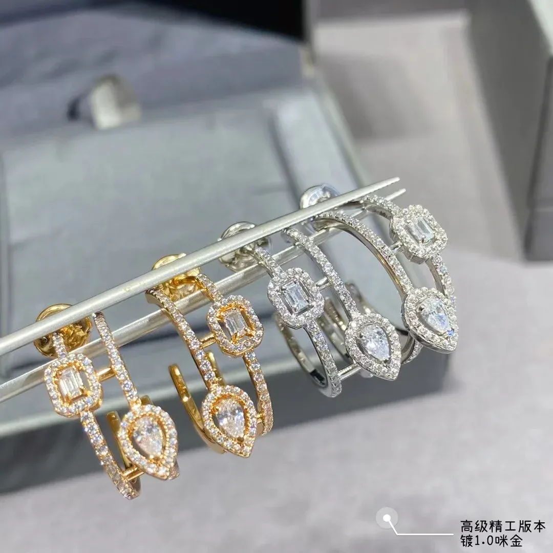 Boucles d'oreilles Nouveau 2022 Vente À La Mode Européenne Top Marque Chaude Classique Europe Bijoux De Luxe Boucles D'oreilles Pour Les Femmes Géométrique Plein Zircons Goutte Cristal