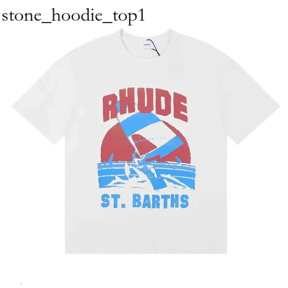 Rhude Hip Hop streetwear berömd designer mens t shirt trendig rhude skjorta hög kvalitet kort ärm grafisk tryckt kläder snabb torr rhude skjorta polo 5156