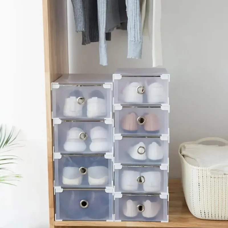 Nouveau 2024 Boîte de rangement en plastique pliable épaississer les vêtements de caisse de chaussures Drawers Duir de rangement clair Organisateur de rangement pour la maison Save Space Accessoires pour pour