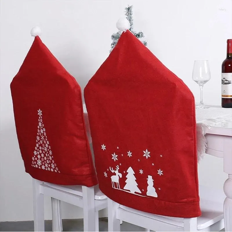 Sandalye Noel Santa Hat Slipcover Dokuma Kardan Adam Arka Kapak Kapakları