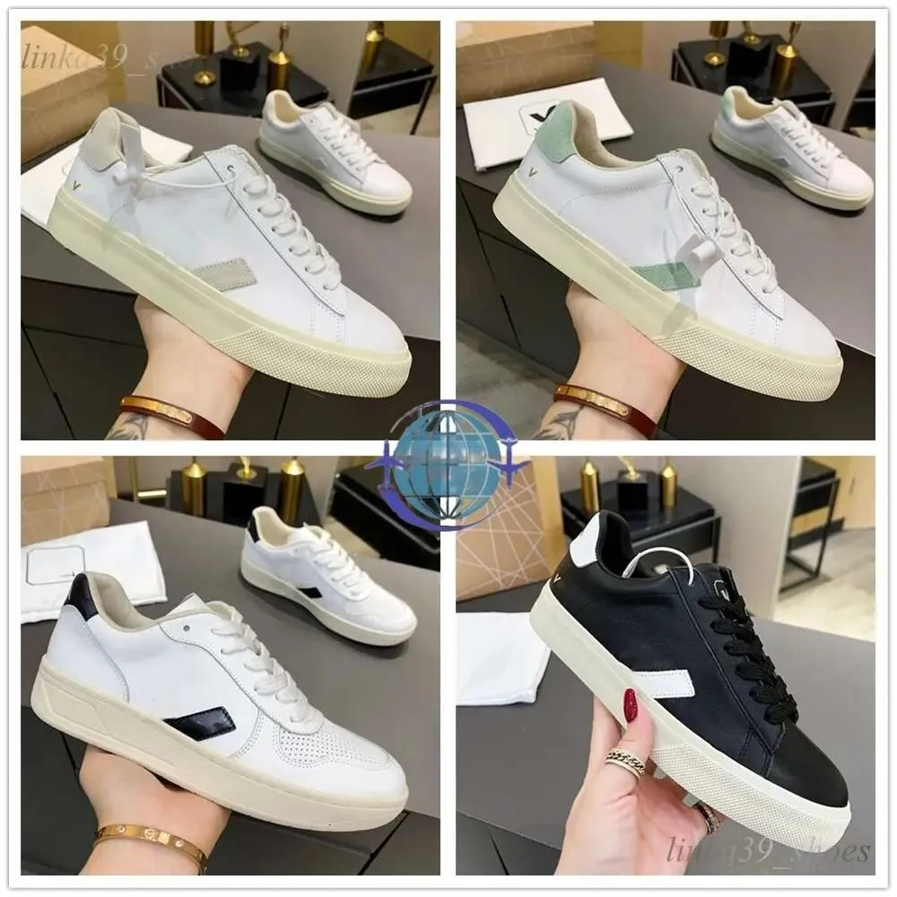 2024 Novo Vja Francês Brasil Verde Baixo Carbono Vida V Orgânico Algodão Flats Plataforma Tênis Mulheres Casual Clássico Branco Designer Mens Mocassins