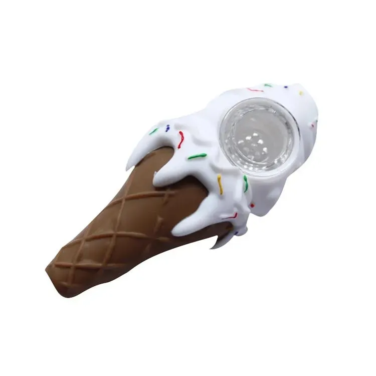 Tubi in silicone gelato che fumano bong ad acqua, tubi manuali con pipa a cucchiaio in vetro spesso, fabbrica di vendita all'ingrosso colorata