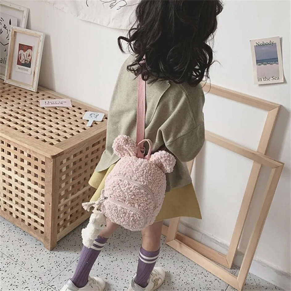 Sacs d'école enfants enfant en peluche sac à dos mignon oreille maternelle sac hiver chaud polaire sac à dos voyage en plein air pour garçons filles 2206