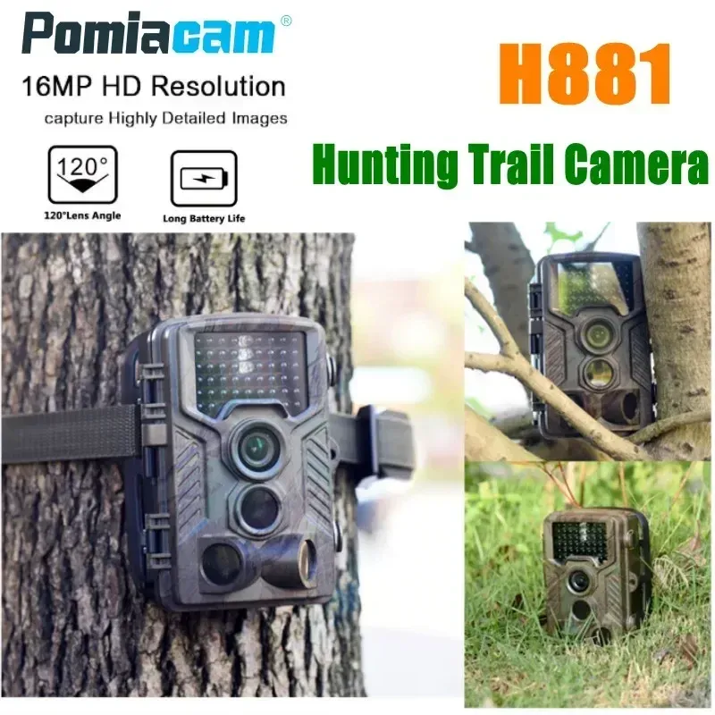 H881 HD 1080P Macchina fotografica da caccia H881 16MP 20M Visione notturna a infrarossi Wildlife Scouting Caccia Trail Camera Tempo di attivazione veloce 120 Angolo