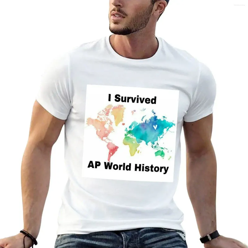 Men's Polos I Survived AP World History T-Shirt Animal Prinfor Boys Vintage Clothes Hippie Aesthetic Clothing Short Sleeve Tee Men